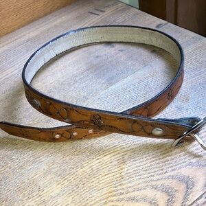 Tooled leather belt